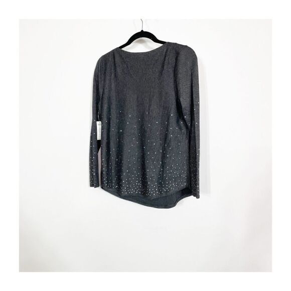 Chico's Sweater Womens Pullover Studded Bateau Neck Gray Ladies Medium NEW - Picture 4 of 7